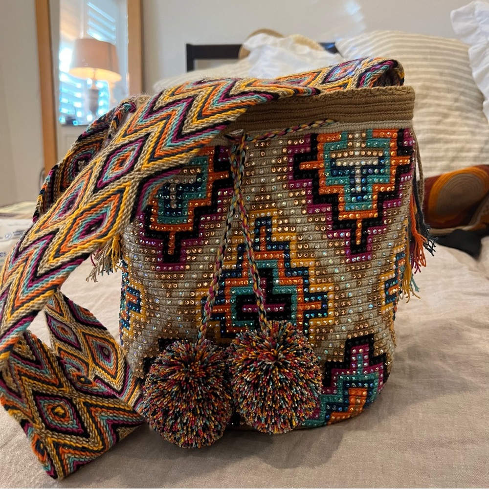 Wayuu rhinestone woven bag